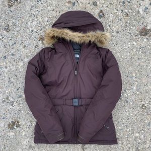 North face women’s puffer coat fur hood